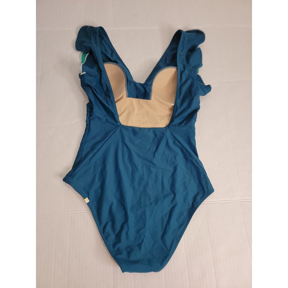 Summersalt The Ruffle Backflip One Piece Swimsuit Size 10 Blue Green - Picture 9 of 12